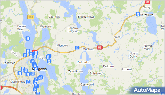 mapa Muntowo, Muntowo na mapie Targeo