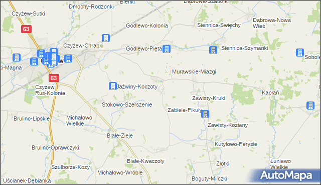 mapa Murawskie-Czachy, Murawskie-Czachy na mapie Targeo