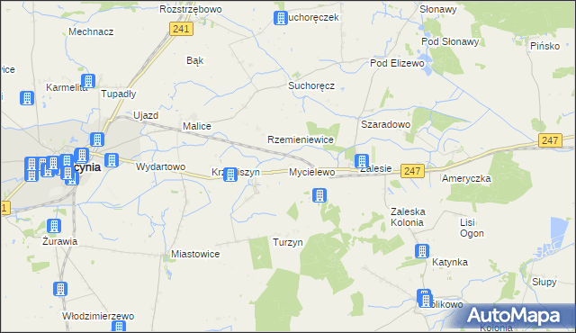 mapa Mycielewo, Mycielewo na mapie Targeo