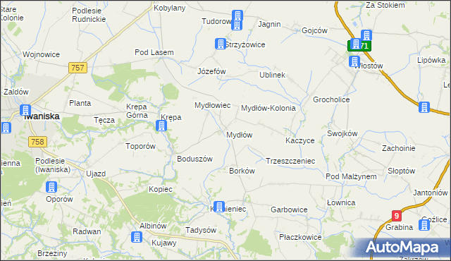 mapa Mydłów, Mydłów na mapie Targeo