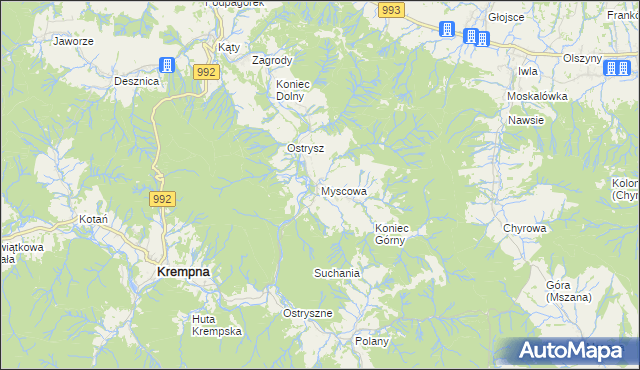 mapa Myscowa, Myscowa na mapie Targeo