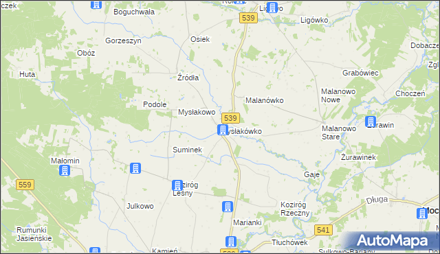mapa Mysłakówko, Mysłakówko na mapie Targeo