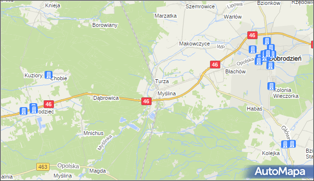 mapa Myślina, Myślina na mapie Targeo
