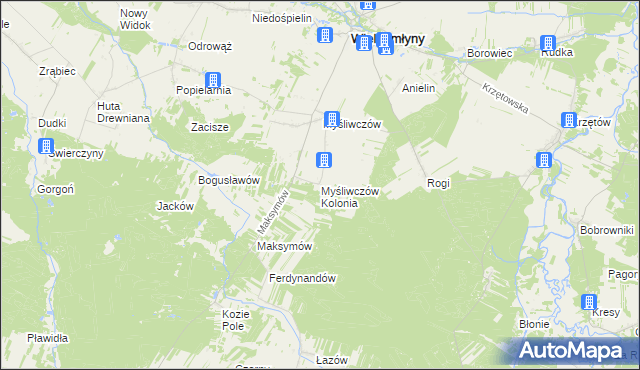 mapa Myśliwczów Kolonia, Myśliwczów Kolonia na mapie Targeo