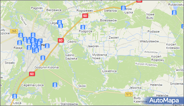 mapa Mysłownia Nowa, Mysłownia Nowa na mapie Targeo