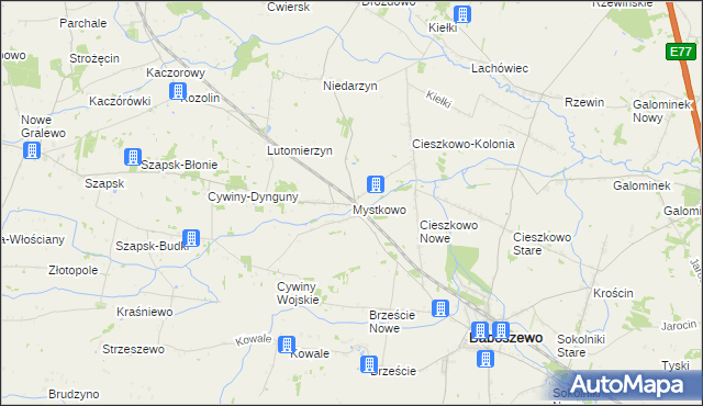 mapa Mystkowo, Mystkowo na mapie Targeo