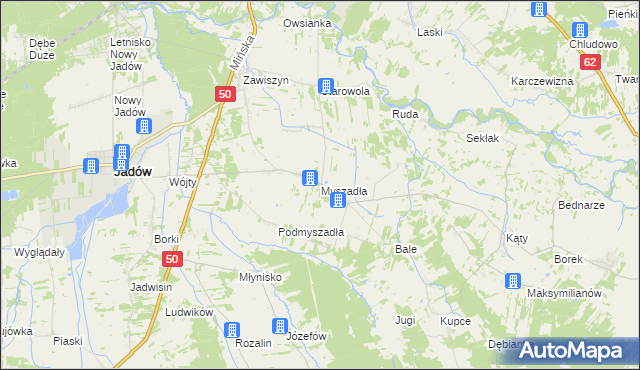 mapa Myszadła, Myszadła na mapie Targeo