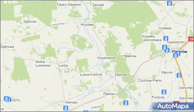 mapa Myszkowice gmina Platerów, Myszkowice gmina Platerów na mapie Targeo