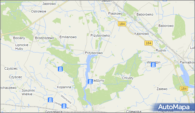 mapa Myszkowo gmina Szamotuły, Myszkowo gmina Szamotuły na mapie Targeo