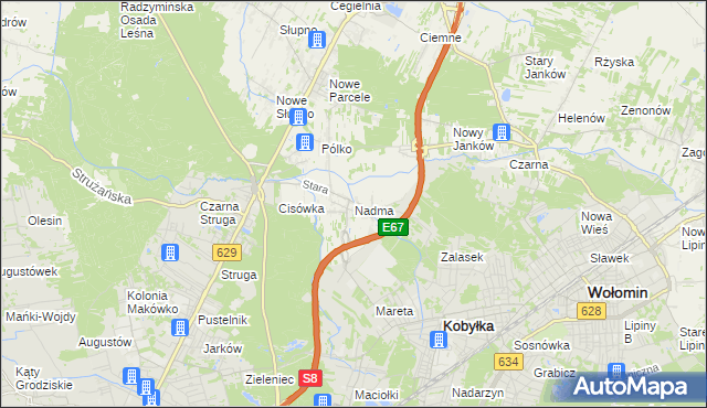 mapa Nadma, Nadma na mapie Targeo