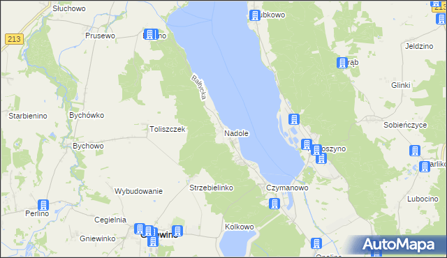 mapa Nadole gmina Gniewino, Nadole gmina Gniewino na mapie Targeo