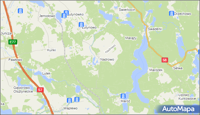 mapa Nadrowo, Nadrowo na mapie Targeo