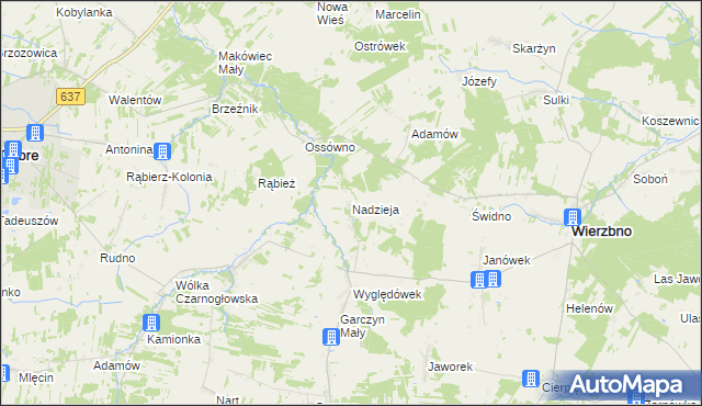 mapa Nadzieja gmina Wierzbno, Nadzieja gmina Wierzbno na mapie Targeo