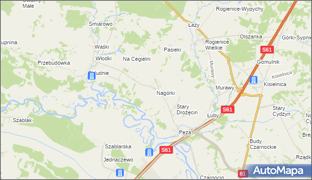 mapa Nagórki gmina Piątnica, Nagórki gmina Piątnica na mapie Targeo