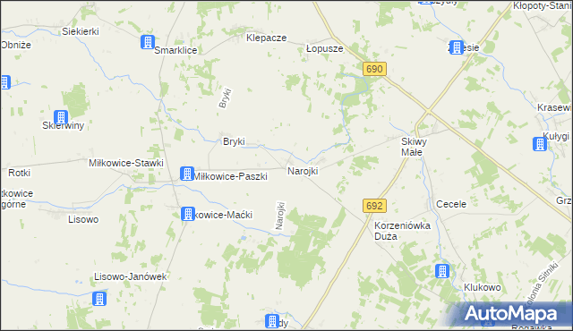 mapa Narojki, Narojki na mapie Targeo