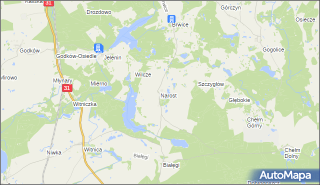 mapa Narost, Narost na mapie Targeo