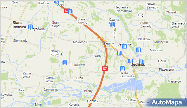 mapa Narty gmina Jedlińsk, Narty gmina Jedlińsk na mapie Targeo