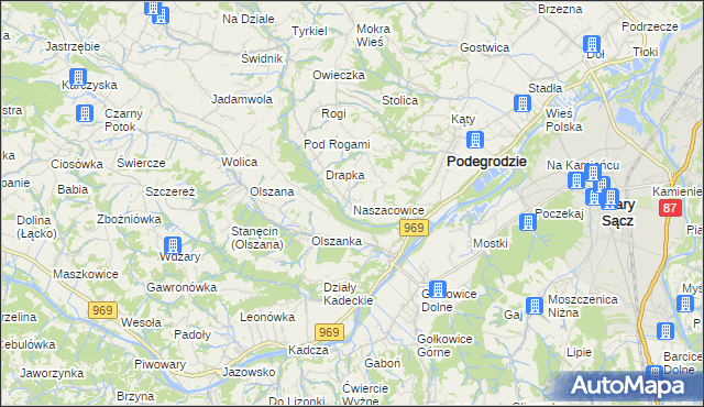 mapa Naszacowice, Naszacowice na mapie Targeo