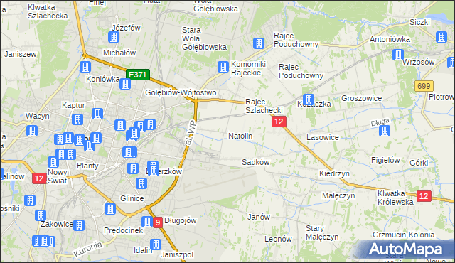 mapa Natolin gmina Jedlnia-Letnisko, Natolin gmina Jedlnia-Letnisko na mapie Targeo