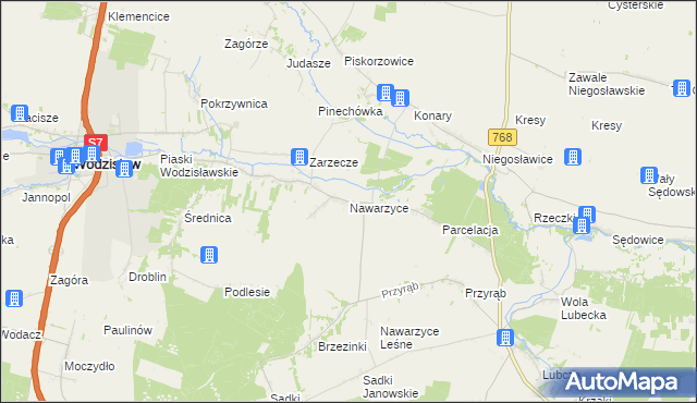 mapa Nawarzyce, Nawarzyce na mapie Targeo