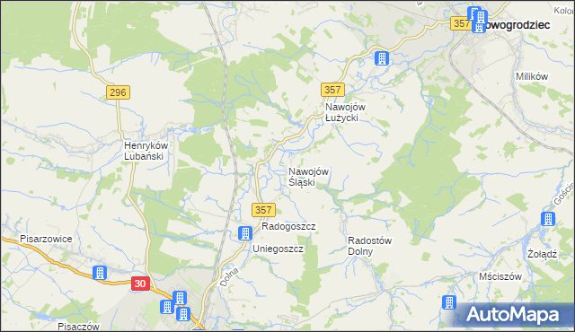mapa Nawojów Śląski, Nawojów Śląski na mapie Targeo