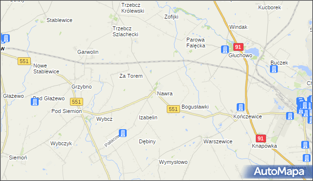 mapa Nawra gmina Chełmża, Nawra gmina Chełmża na mapie Targeo