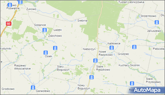 mapa Nieborzyn gmina Czerwińsk nad Wisłą, Nieborzyn gmina Czerwińsk nad Wisłą na mapie Targeo