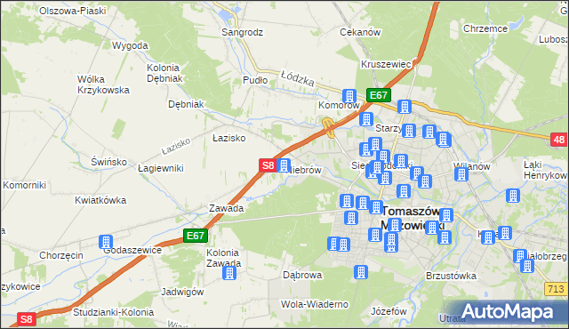 mapa Niebrów, Niebrów na mapie Targeo