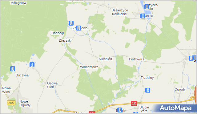 mapa Niechłód, Niechłód na mapie Targeo