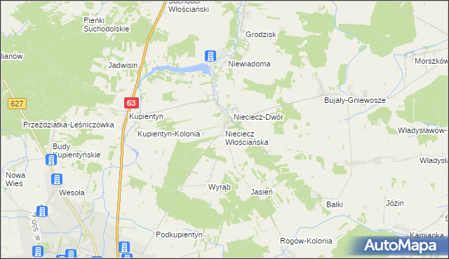 mapa Nieciecz Włościańska, Nieciecz Włościańska na mapie Targeo