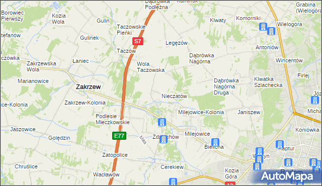 mapa Nieczatów, Nieczatów na mapie Targeo