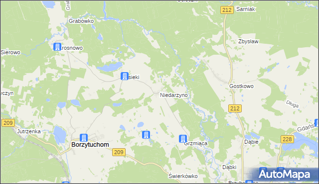 mapa Niedarzyno, Niedarzyno na mapie Targeo