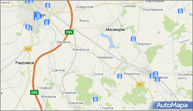 mapa Niedaszów, Niedaszów na mapie Targeo
