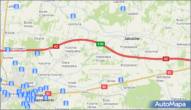 mapa Niedziałka Druga, Niedziałka Druga na mapie Targeo