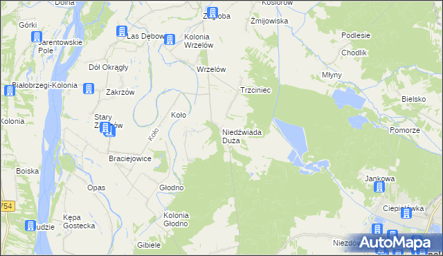 mapa Niedźwiada Duża, Niedźwiada Duża na mapie Targeo