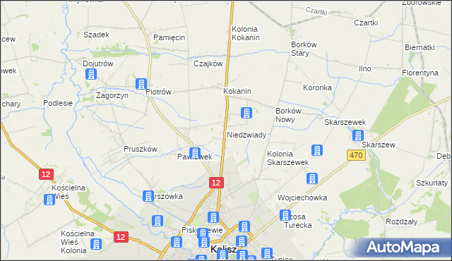 mapa Niedźwiady gmina Żelazków, Niedźwiady gmina Żelazków na mapie Targeo