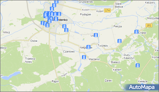 mapa Niegosław, Niegosław na mapie Targeo