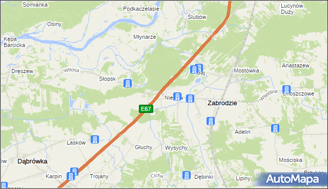mapa Niegów, Niegów na mapie Targeo