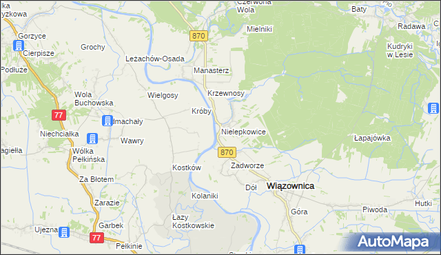 mapa Nielepkowice, Nielepkowice na mapie Targeo
