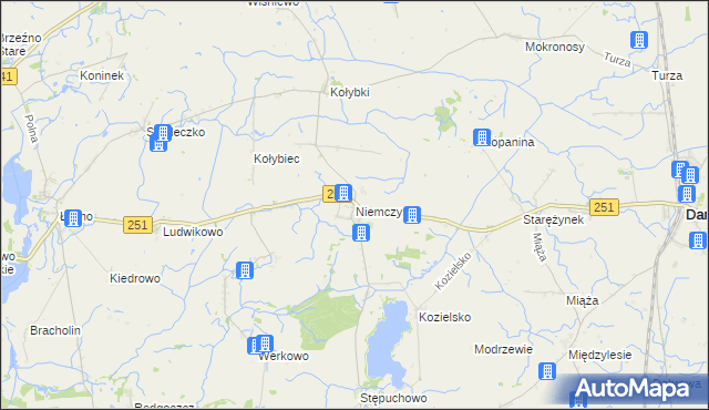 mapa Niemczyn gmina Damasławek, Niemczyn gmina Damasławek na mapie Targeo
