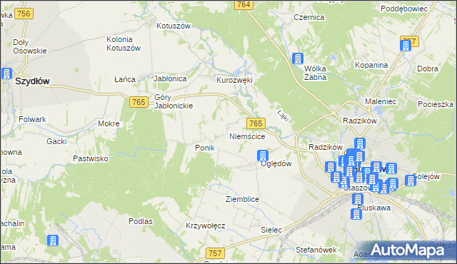 mapa Niemścice, Niemścice na mapie Targeo