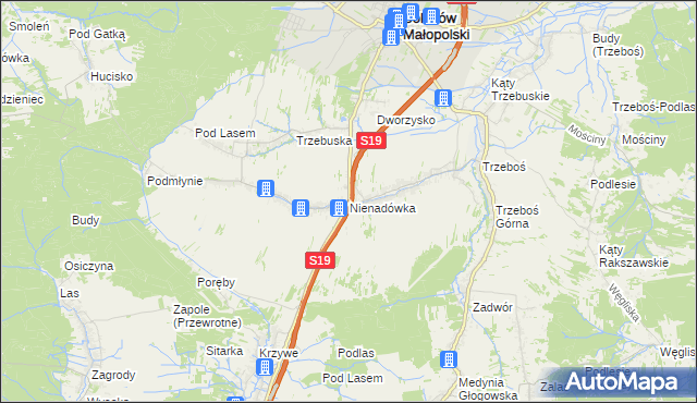 mapa Nienadówka, Nienadówka na mapie Targeo