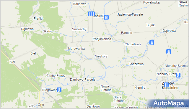 mapa Nieskórz, Nieskórz na mapie Targeo