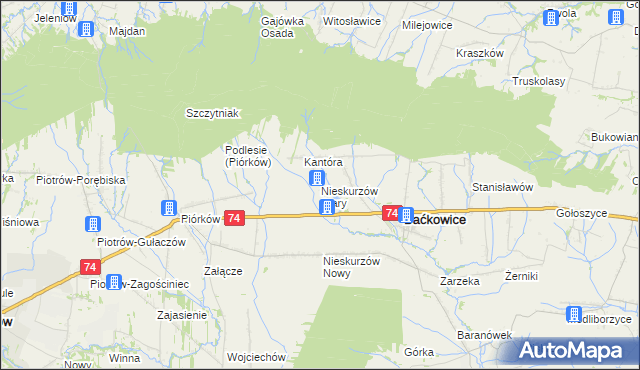 mapa Nieskurzów Stary, Nieskurzów Stary na mapie Targeo