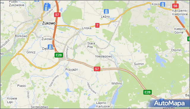 mapa Niestępowo, Niestępowo na mapie Targeo