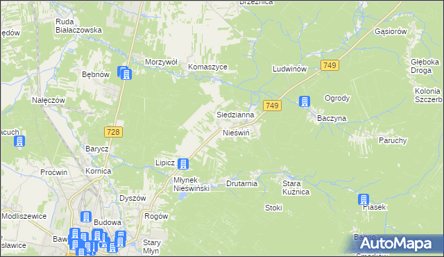 mapa Nieświń, Nieświń na mapie Targeo