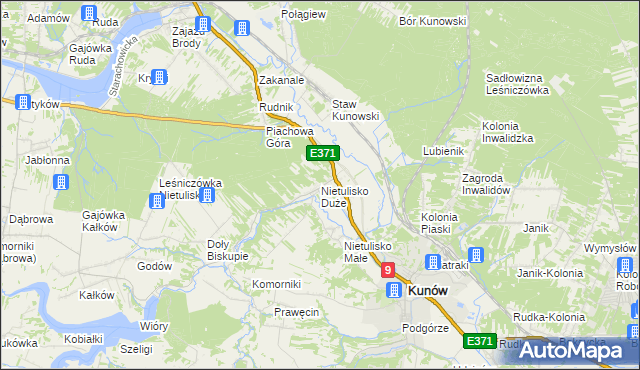 mapa Nietulisko Duże, Nietulisko Duże na mapie Targeo