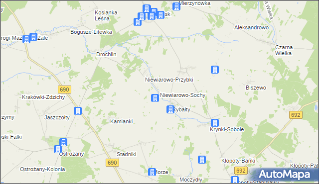 mapa Niewiarowo-Sochy, Niewiarowo-Sochy na mapie Targeo