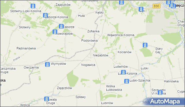 mapa Niezabitów, Niezabitów na mapie Targeo