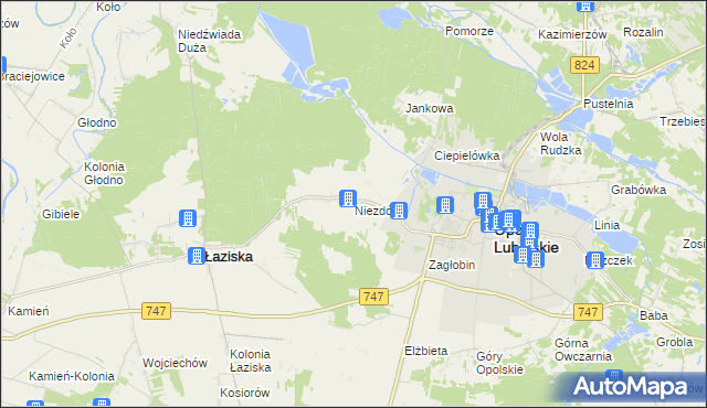 mapa Niezdów gmina Opole Lubelskie, Niezdów gmina Opole Lubelskie na mapie Targeo